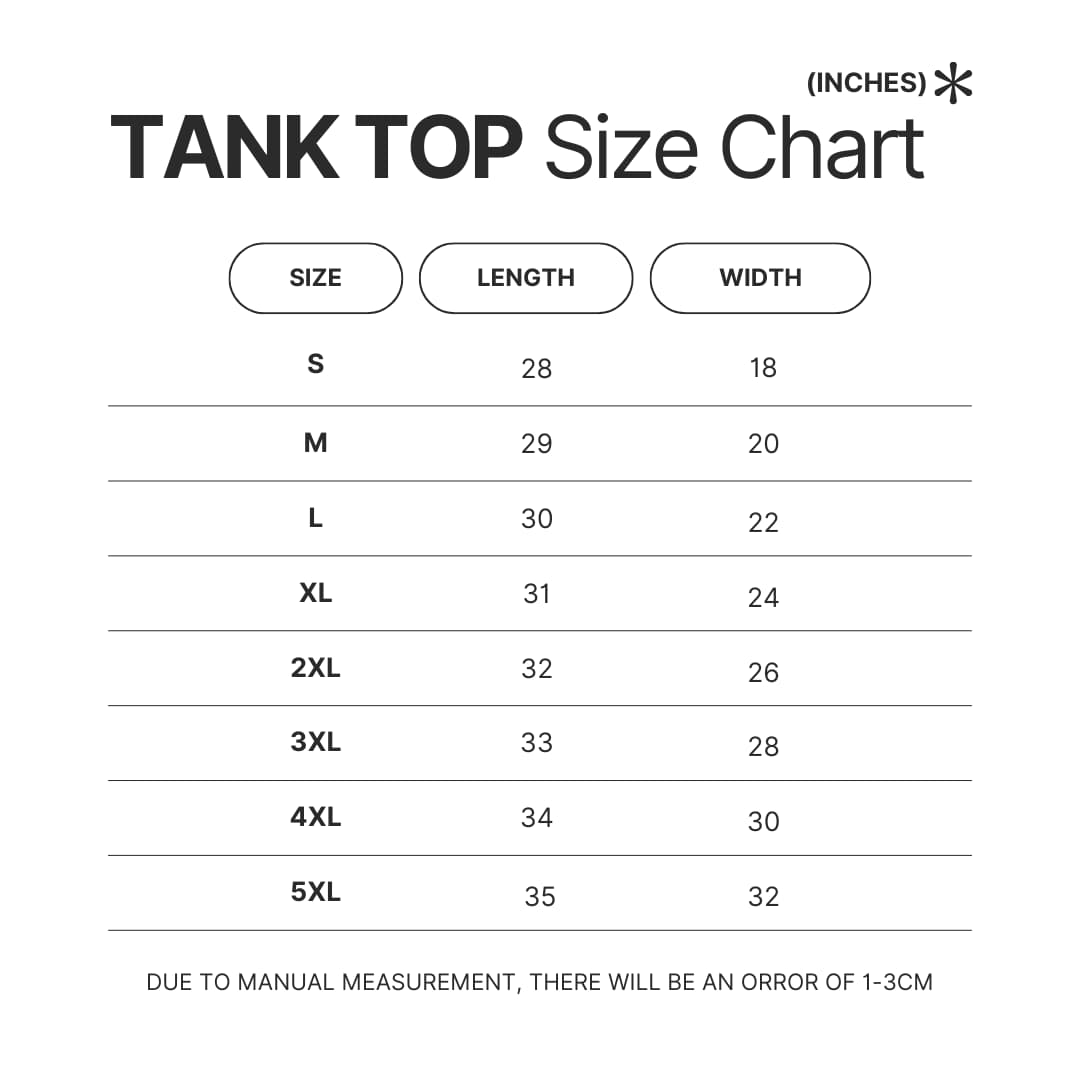 Tank Top Size Chart - Five Nights at Freddy's UK Store
